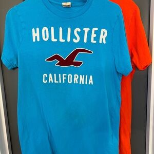 Hollister women’s lot of 2 Graphic Tees size medium. Embroidered graphics.